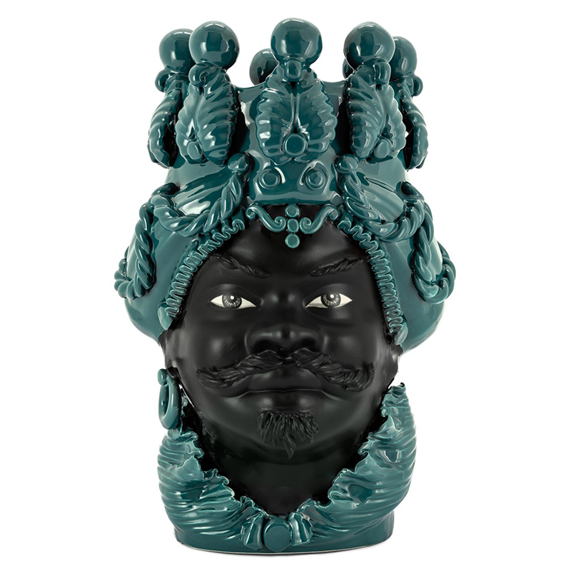 Ваза VASE MORO BIG MAN SIMPLY MAT dark turquoise Черный Бирюзовый в Самаре | Loft Concept 