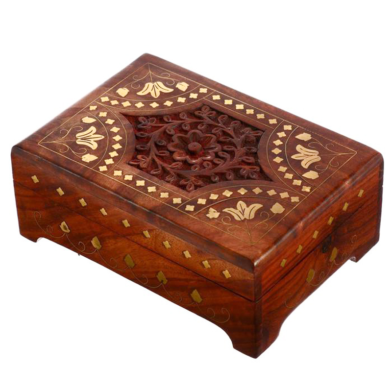 Шкатулка Fulari Indian Inlay Box Коричневый в Самаре | Loft Concept 