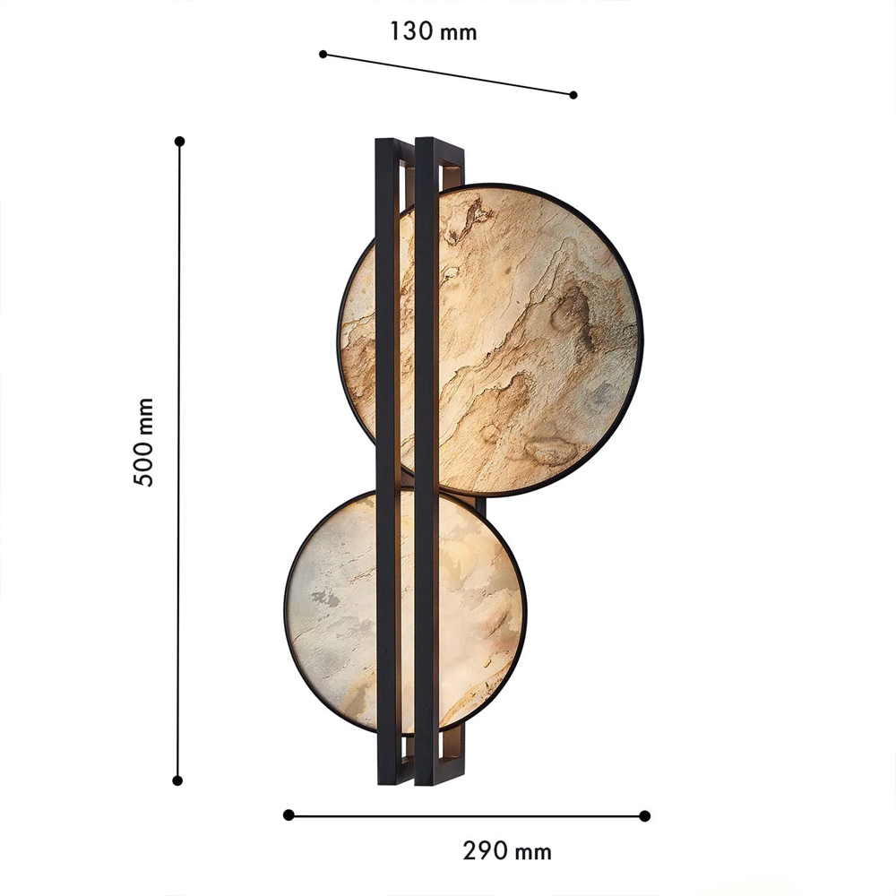 Бра из двух каменных дисков в металлической раме Constellation в Самаре