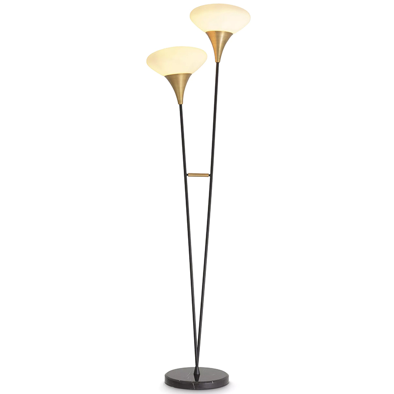 Торшер Eichholtz Floor Lamp Duco Латунь Белый Черный Черный Мрамор Nero в Самаре | Loft Concept 