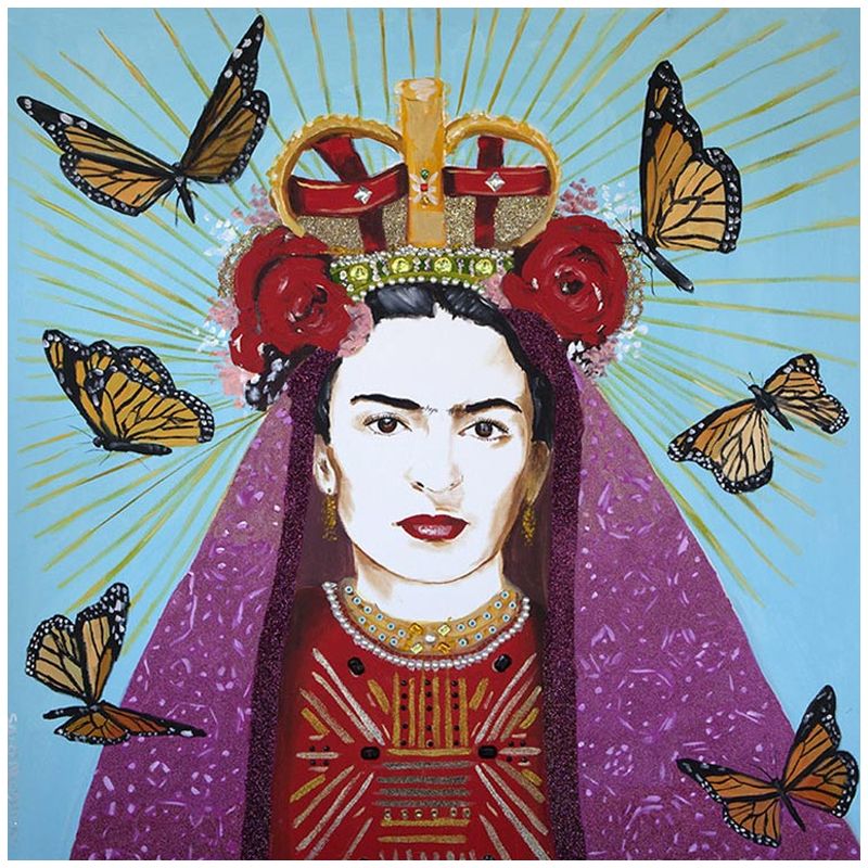 Картина Frida with roses on her head and butterflies Мульти в Самаре | Loft Concept 