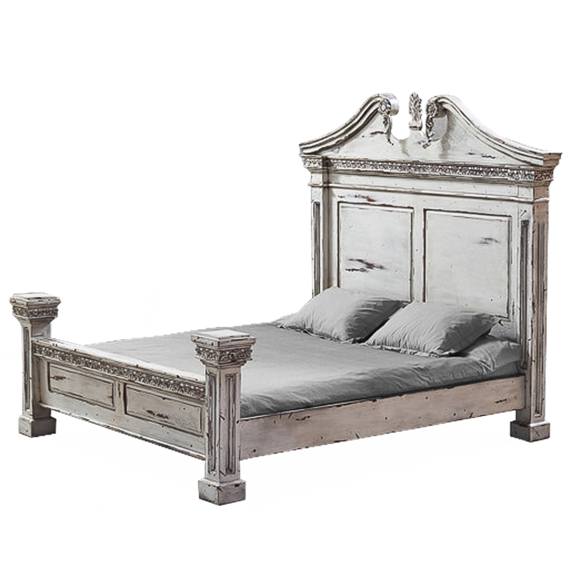 Кровать Gothic Style Bed White Белый винтажная патина   в Самаре | Loft Concept 