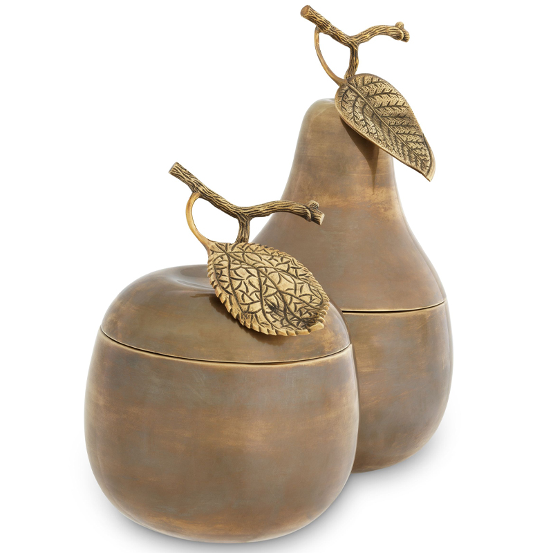 Комплект шкатулок Eichholtz Box Apple & Pear set of 2 brass Винтажная латунь в Самаре | Loft Concept 