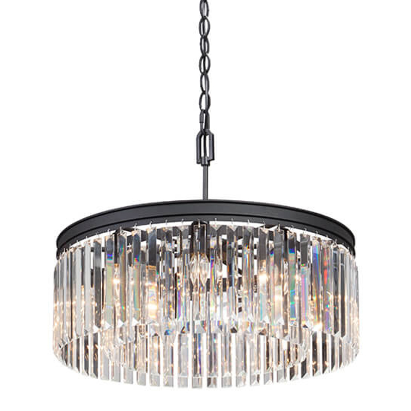 Люстра RH Rhys CLEAR GLASS Prism Round Chandelier прозрачное стекло 40 Черный матовый в Самаре | Loft Concept 