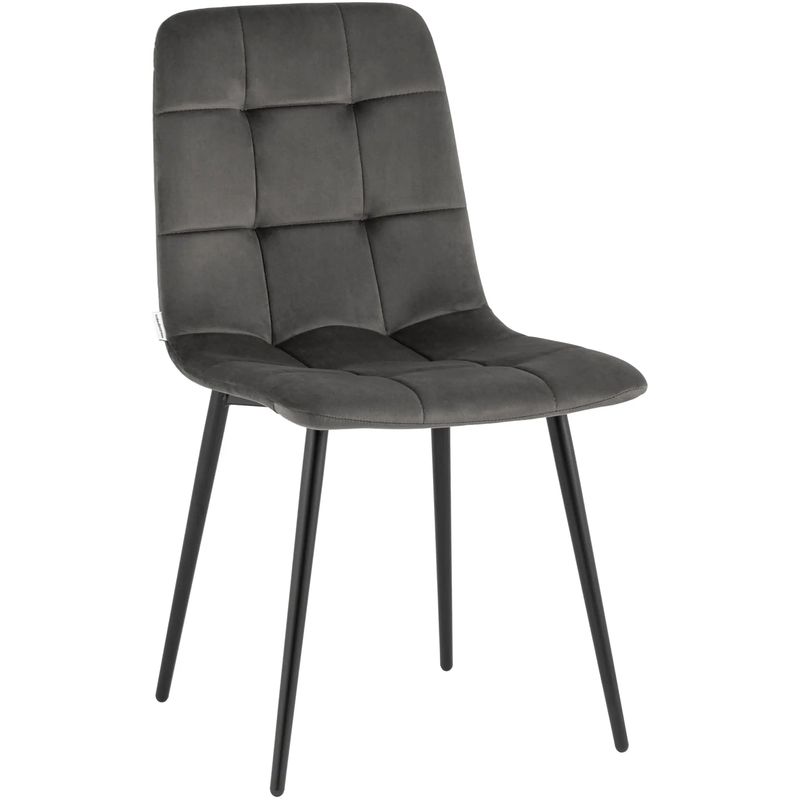Стул NANCY Chair Темно-Серый Велюр Серый Черный Стул NANCY Chair Темно-Серый Велюр Серый Черный в Самаре | Loft Concept