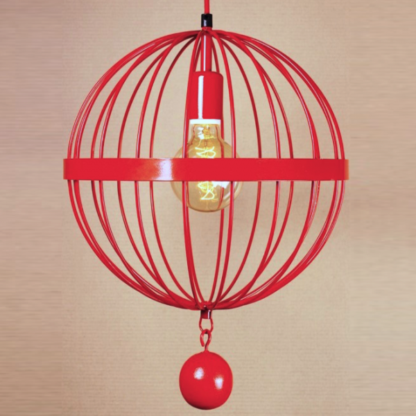 Подвесной светильник Wire Cage Pendant Spher Red Красный в Самаре | Loft Concept 