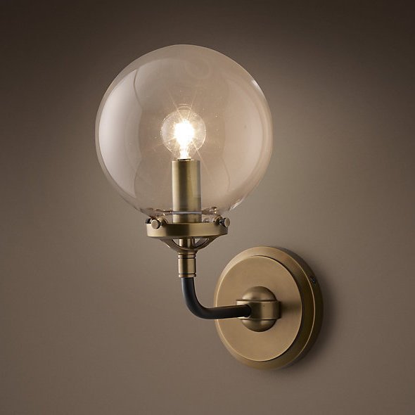 Бра Bistro Globe Clear Glass Single Sconce Brass  в Самаре | Loft Concept 