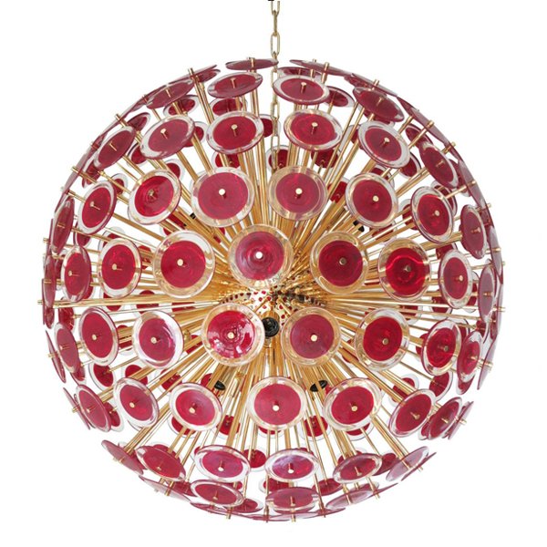 Murano Red Disco Glass Sputnik Chandelier Vistosi Красный (Red) Золотой в Самаре | Loft Concept 