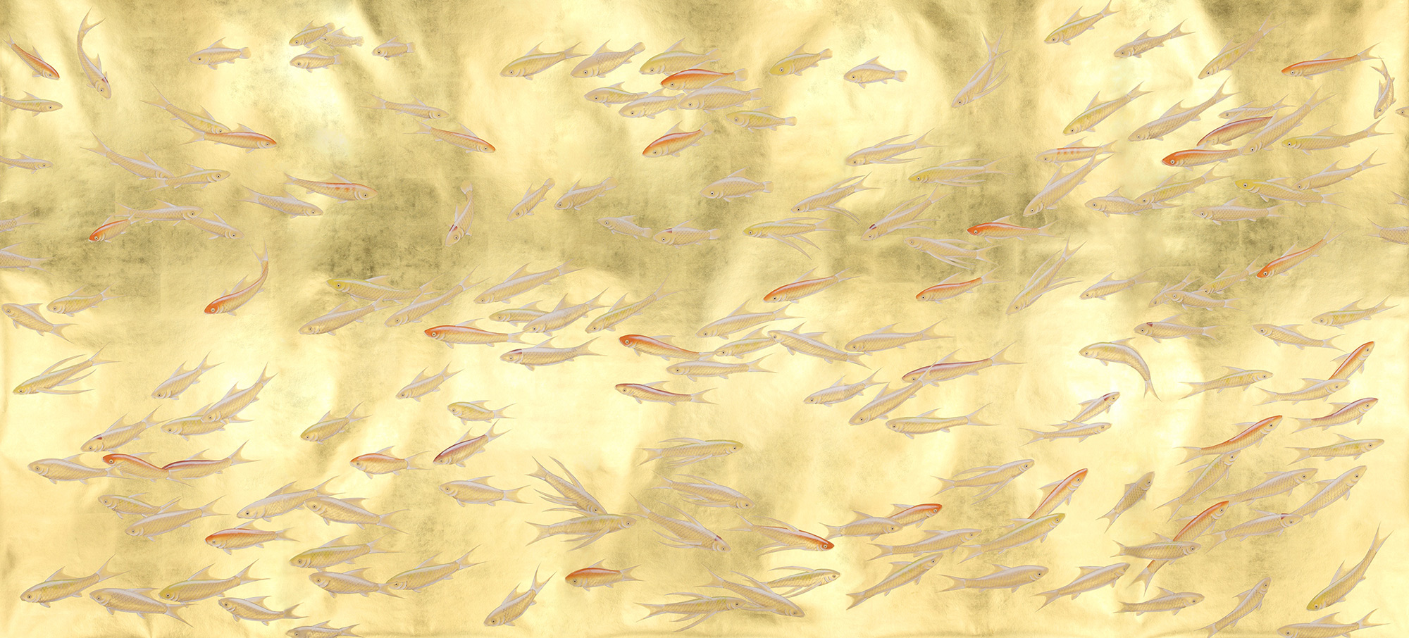 Обои ручная роспись Fishes Koi on Deep Rich Gold gilded paper Обои ручная роспись Fishes Koi on Deep Rich Gold gilded paper - постер Loft-Concept в Самаре