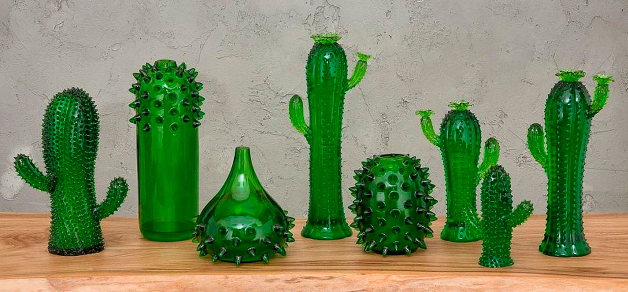 Фигурка кактус зеленый стекло Carl - фото