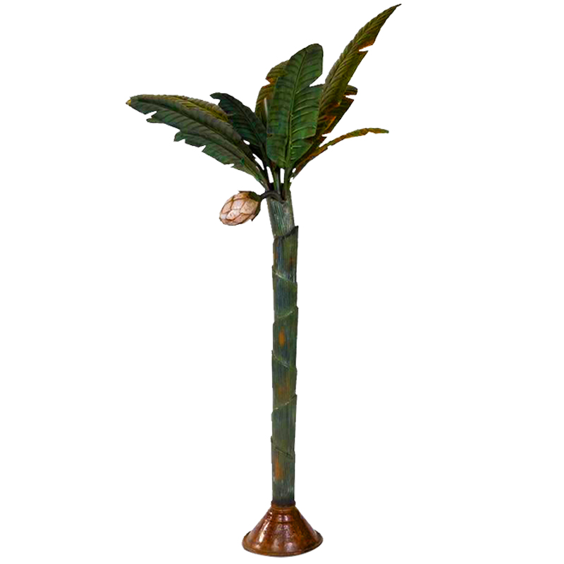 Торшер Дизайнерский Зеленый Банан Painted Metal Sculpture of Palm or Banana Tree and Flower Искусственная бурая ржавчина Зеленый в Самаре | Loft Concept 