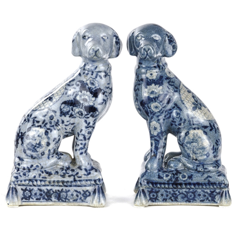 Статуэтки Oriental Blue & White Ornament Dogs набор из 2-х штук Белый Синий в Самаре | Loft Concept 