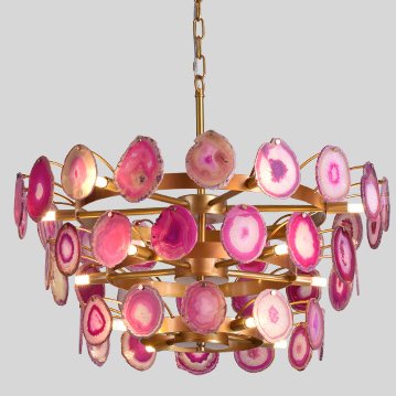 Люстра Agate Burst Chandelier 3 Round pink Розовый пастельный Золотой в Самаре | Loft Concept 