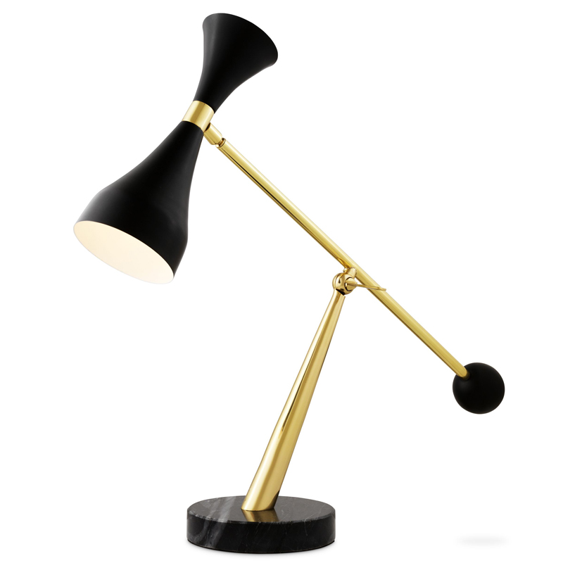 Настольная лампа Eichholtz Desk Lamp Cordero Черный Латунь Черный Мрамор Nero в Самаре | Loft Concept 