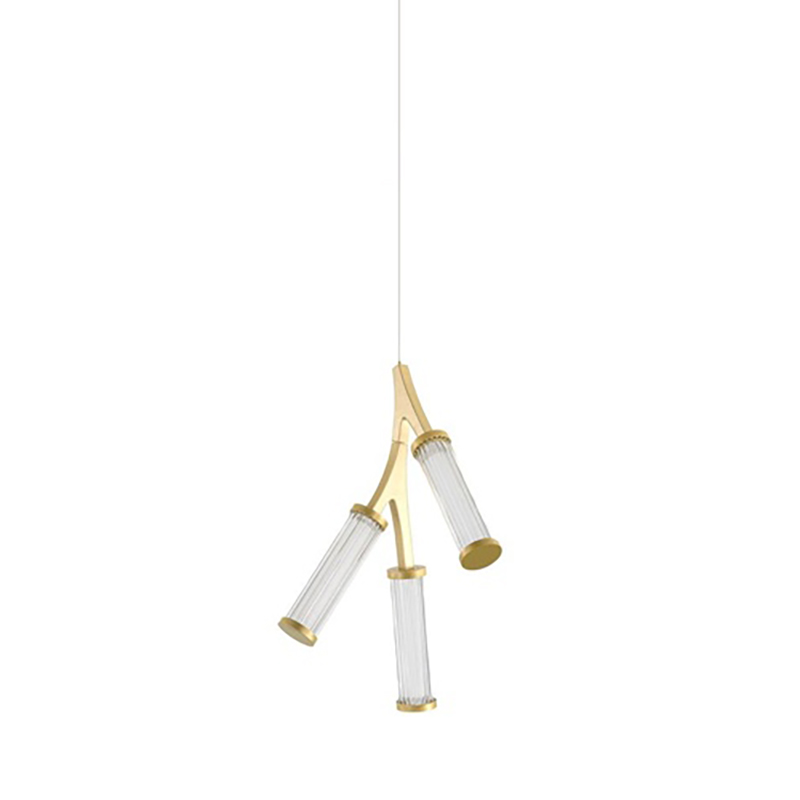 Люстра Cylinder Branches Chandelier Gold 3 Золотой Прозрачный в Самаре | Loft Concept 