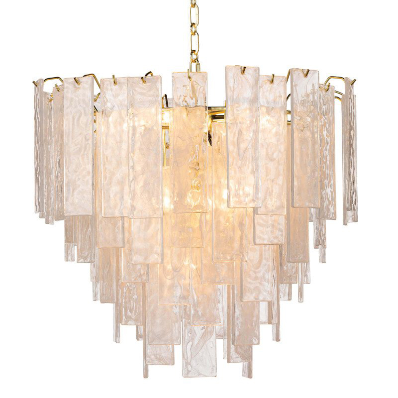 Люстра Textured Glass Chandelier Rectangular Pendants Золотой Прозрачный (Transparent) в Самаре | Loft Concept 