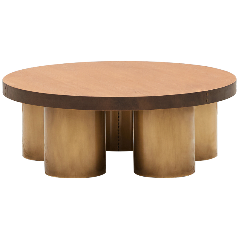 Круглый кофейный стол Stokes Coffee Table Латунь Коричневый Древесина в Самаре | Loft Concept 