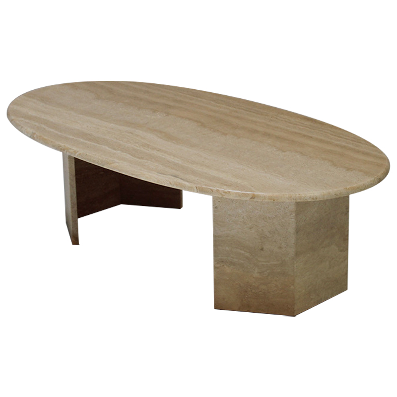 Кофейный стол Oval Travertine Coffee Table Коричневый в Самаре | Loft Concept 