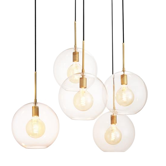 Люстра Chandelier Tango 5 light Латунь Античная полированная Темная бронза Прозрачное Стекло в Самаре | Loft Concept 