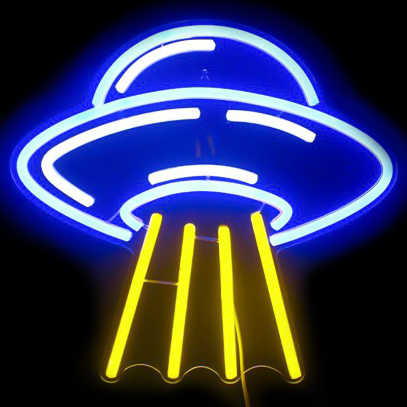 Неоновая настенная лампа UFO Neon Wall Lamp Желтый Синий в Самаре | Loft Concept 