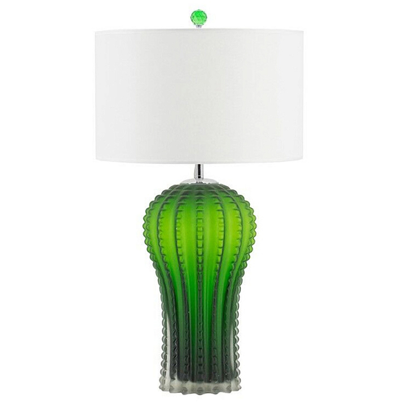 Настольная лампа с тканевым абажуром и основанием в форме кактуса Cactus Table Lamp Белый Зеленый в Самаре | Loft Concept 