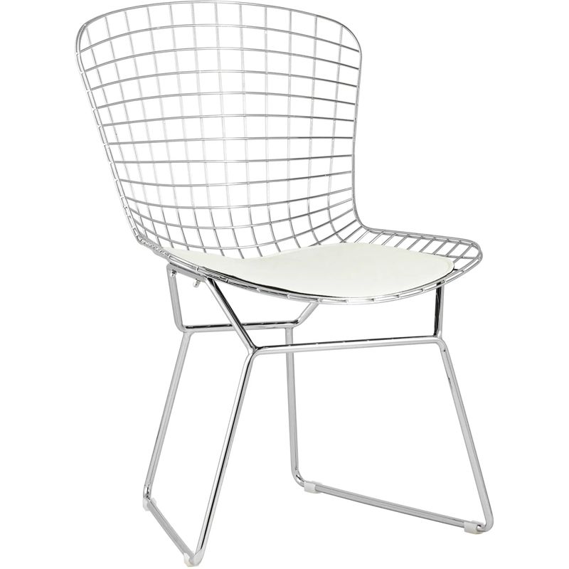 Стул Bertoia Chair Хромированный с Белой подушкой Хром Белый в Самаре | Loft Concept 