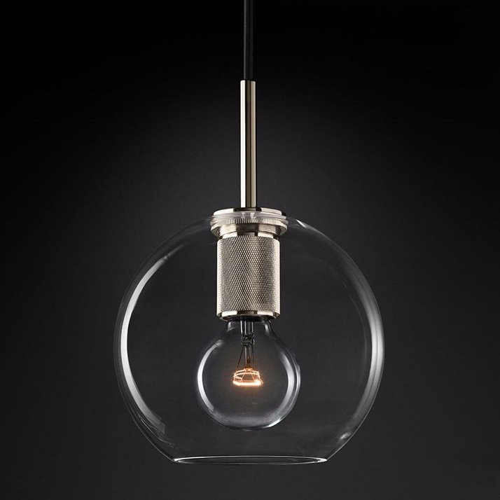 Подвесной светильник RH Utilitaire Globe Pendant Silver Никель Прозрачное Стекло в Самаре | Loft Concept 