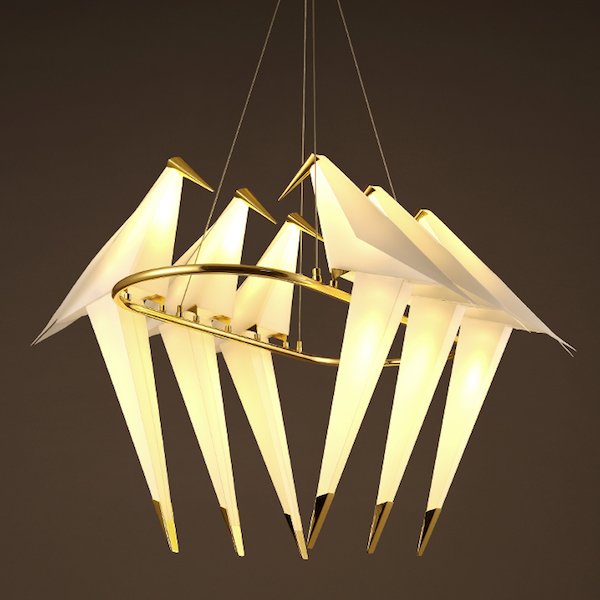 Люстра Origami Bird Chandelier 6 Бежево-серый Золотой в Самаре | Loft Concept 