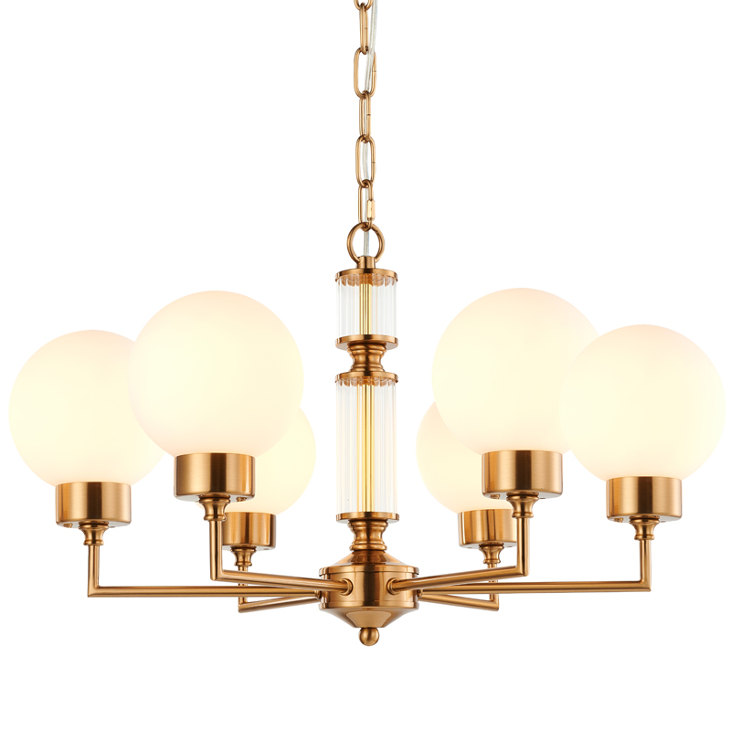 Люстра Zibille Chandelier Brass 58 Латунь Белое матовое стекло Прозрачный в Самаре | Loft Concept 