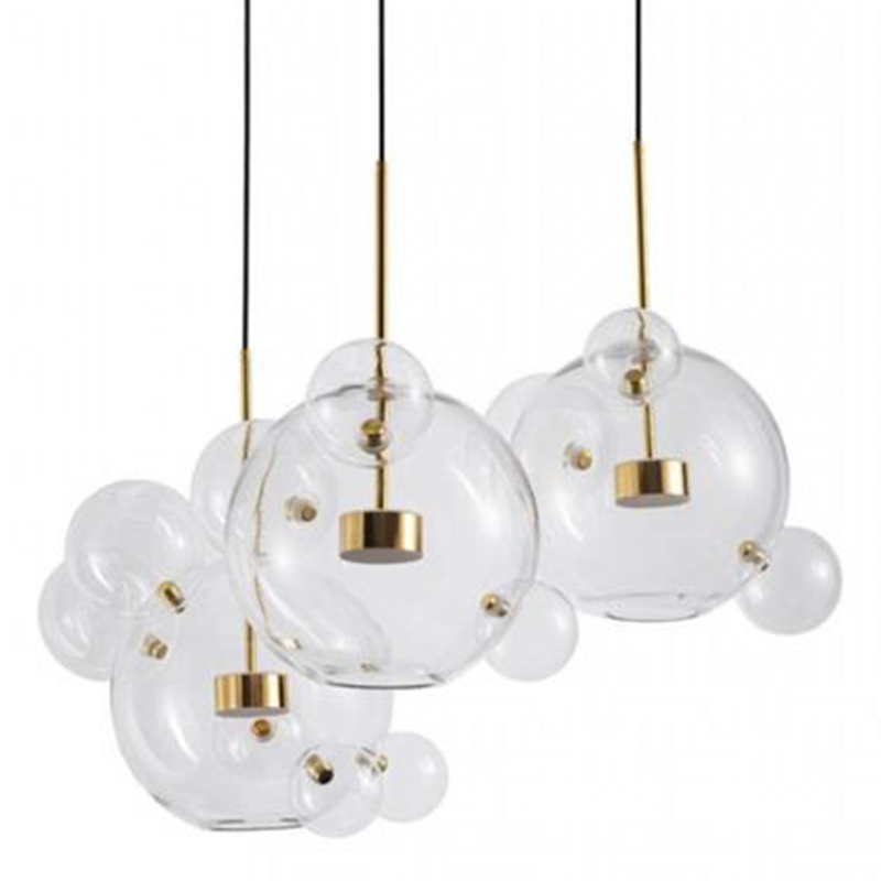 Светодиодный светильник Giopato & Coombes Bubble Chandelier Gold Circle 3 плафона Белый Золотой Прозрачное Стекло в Самаре | Loft Concept 