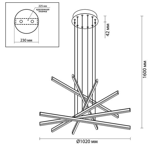 Люстра Rolf Six Black Lines Chandelier в Самаре