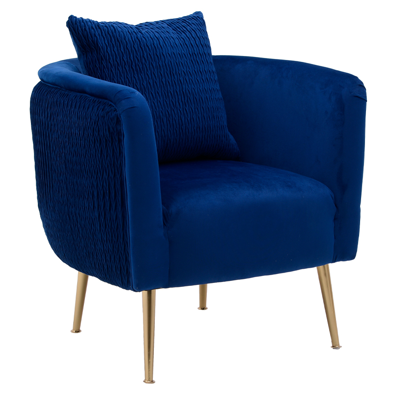 Кресло Yvette Armchair Blue Синий Глянцевое золото в Самаре | Loft Concept 