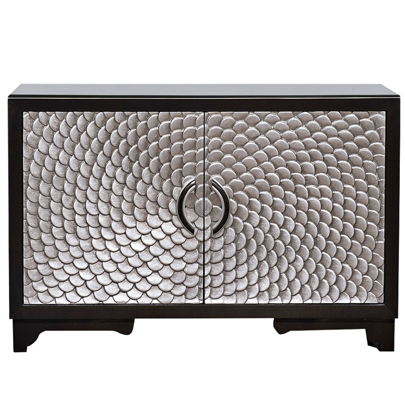 Комод с рельефным орнаментом Рыбья чешуя Fish scales Chest of drawers Черный Серебряный в Самаре | Loft Concept 