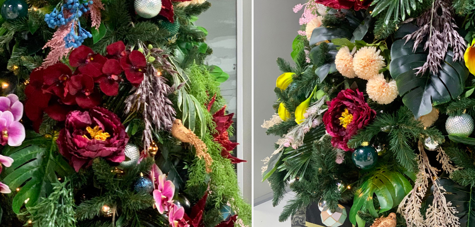 Ель Дизайнерская украшенная тропическими Цветами Christmas tree Tropical Flowers Ель Дизайнерская украшенная тропическими Цветами Christmas tree Tropical Flowers - Loft-Concept в Самаре