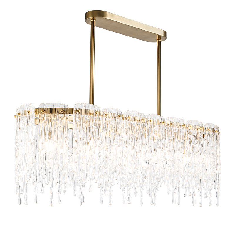 Люстра Cold Heart Chandelier Rectangle Золотой Прозрачное Стекло в Самаре | Loft Concept 