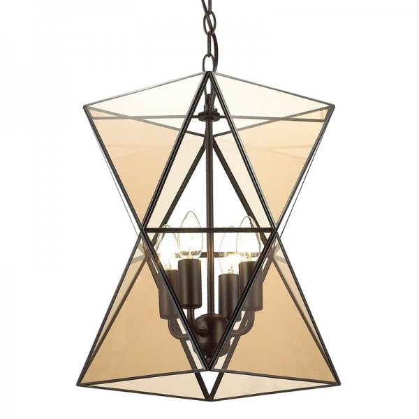 Люстра PolyPyramid Glass Pendant 4 Cognac Прозрачный в Самаре | Loft Concept 