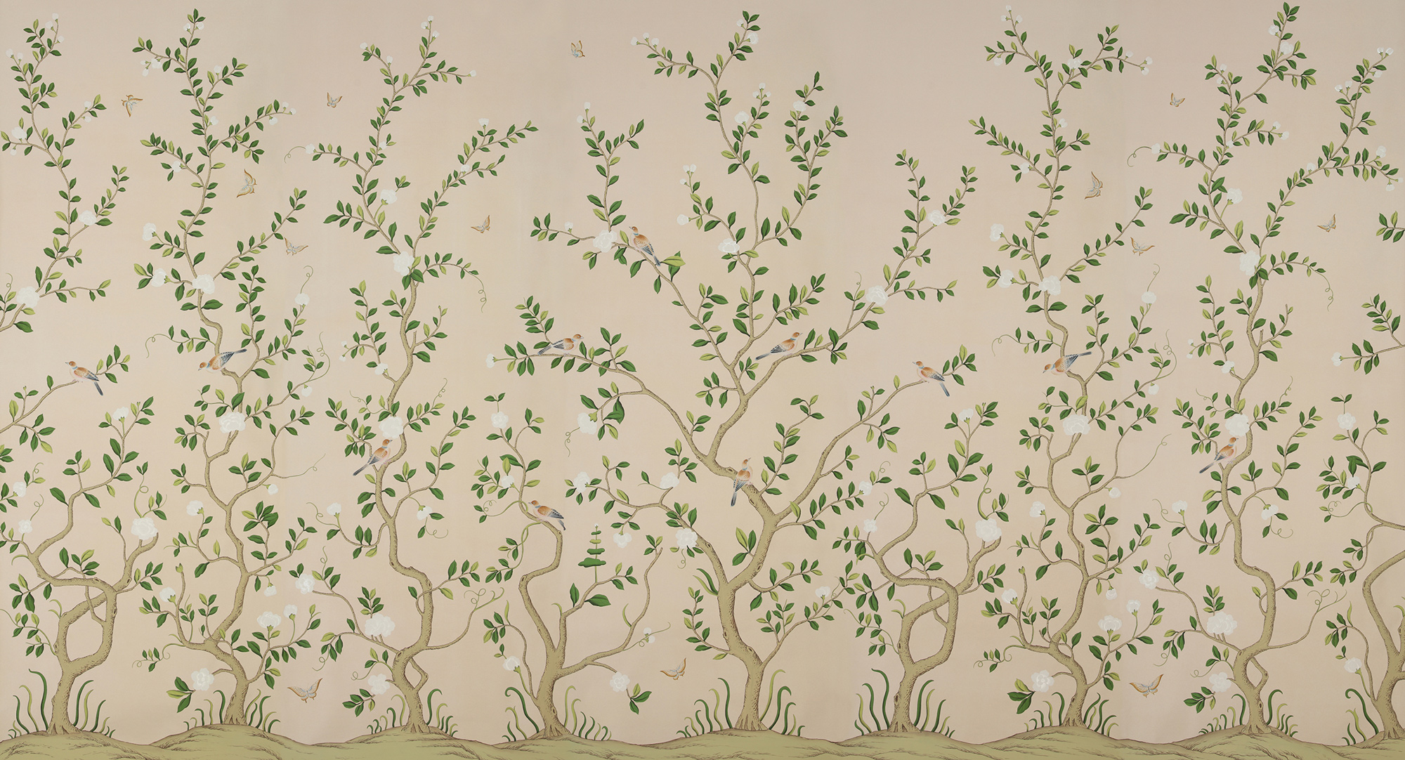 Обои ручная роспись Gustavian Garden Spring on Gentleman's Pink dyed paper Обои ручная роспись Gustavian Garden Spring on Gentleman's Pink dyed paper - постер Loft-Concept в Самаре