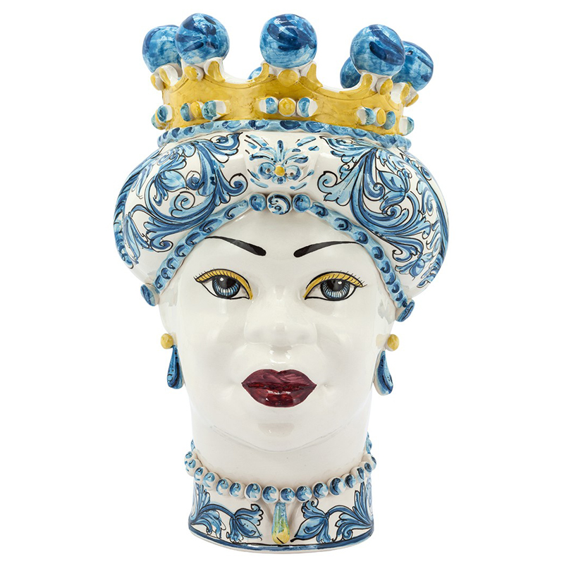 Ваза VASE MORO LADY CROWN blue Желтый Синий в Самаре | Loft Concept 