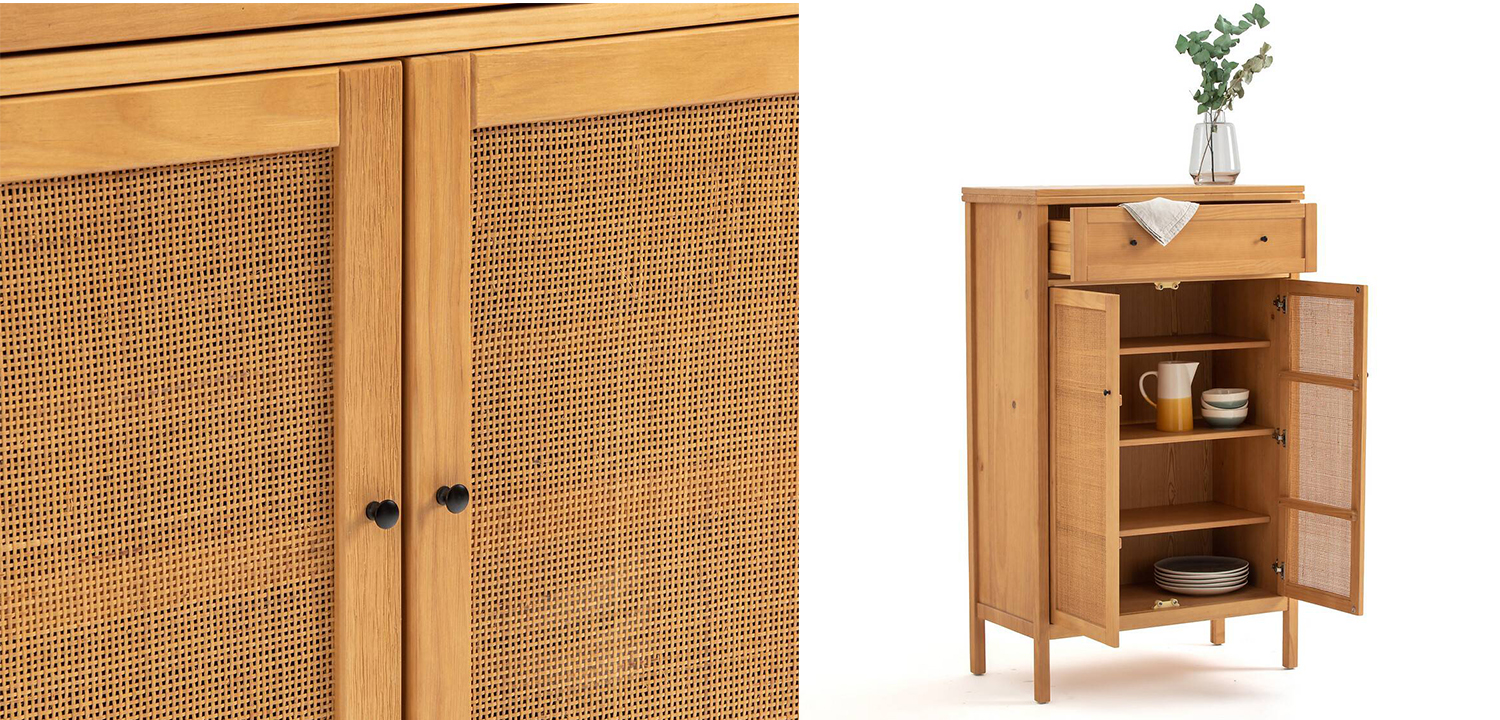 Комод в скандинавском стиле с плетеными дверцами Niels Wicker 3 drawers - фото