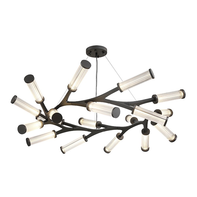 Люстра Cylinder Branches Chandelier Ring Black Черный Прозрачный в Самаре | Loft Concept 