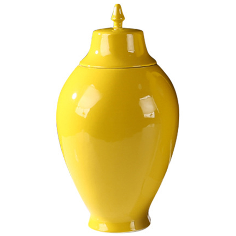 Ваза с крышкой Ceramic Yellow Vase Желтый в Самаре | Loft Concept 