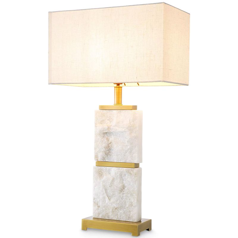 Настольная лампа Eichholtz Table Lamp Newton L Marble Кремовый Латунь Белый Мрамор Bianco в Самаре | Loft Concept 