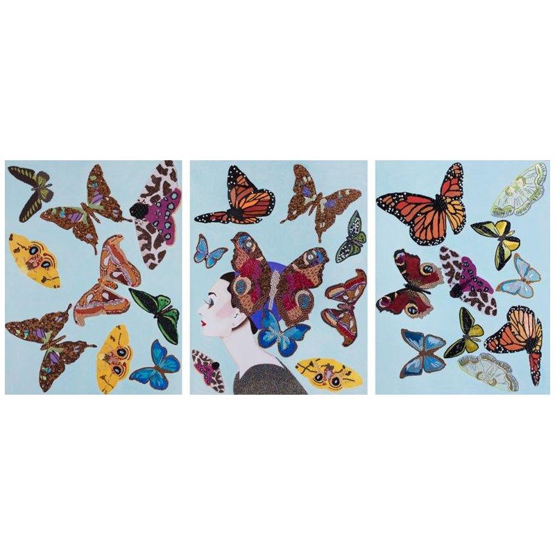 Картина Audrey with Swarming Butterflies Triptych Мульти в Самаре | Loft Concept 