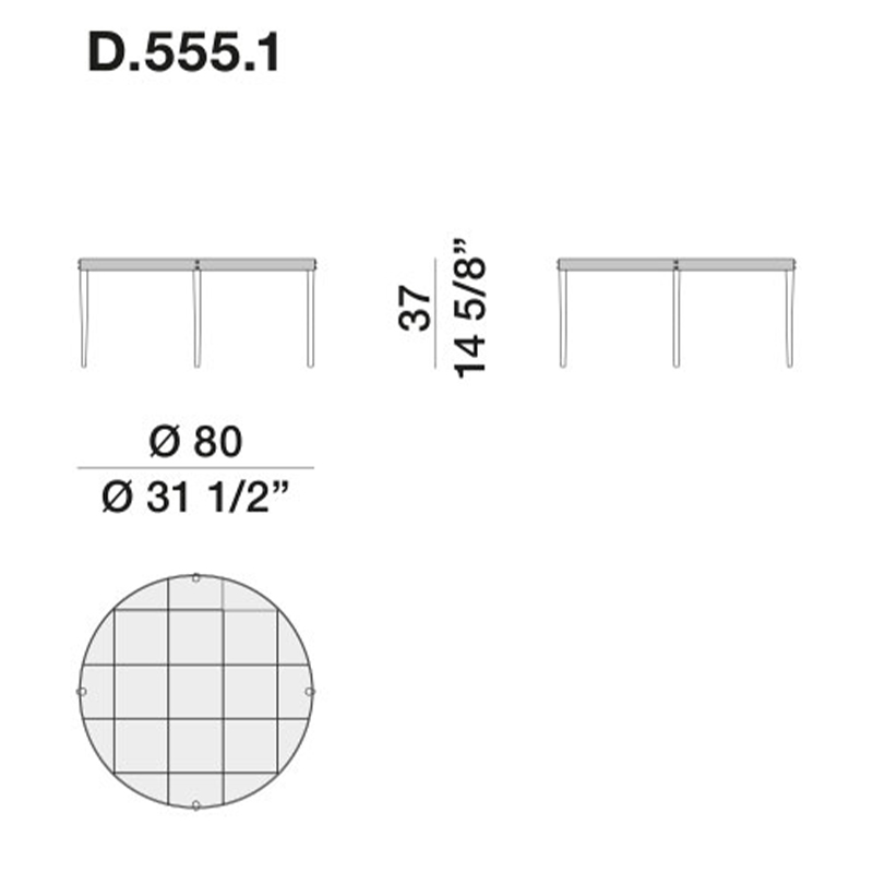 Дизайнерский круглый кофейный стол со стеклянной столешницей Gio Ponti D.555.1 Coffee Table в Самаре