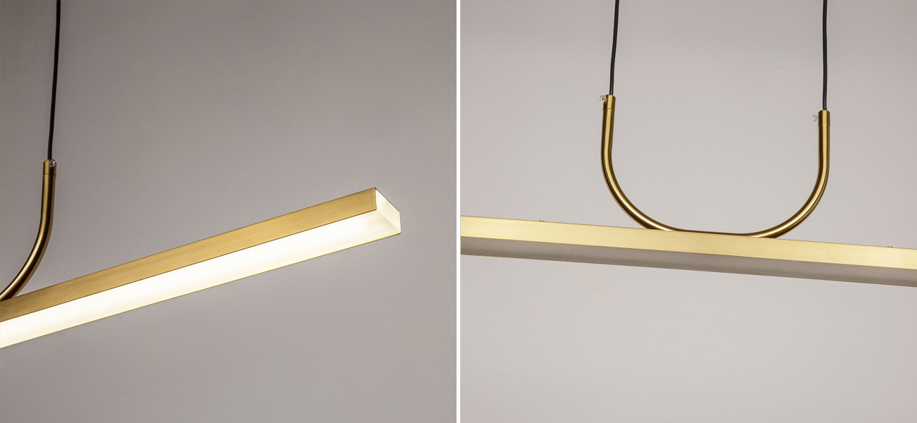 Минималистичная золотая люстра Trumpet tube - фото №1