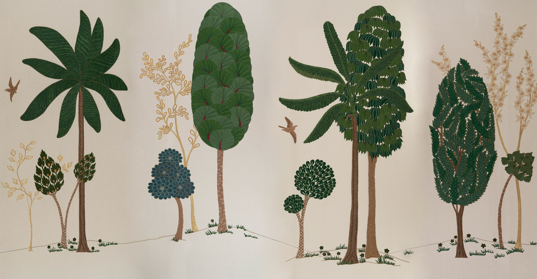 Обои ручная роспись Mughal Trees Original colourway on linen - постер Loft-Concept в Самаре