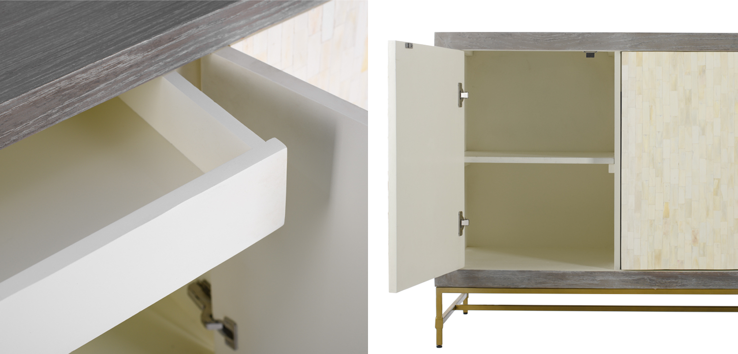 Комод с 4-мя дверцами инкрустированными костью Bone Inlay 4 Drawers - фото №1