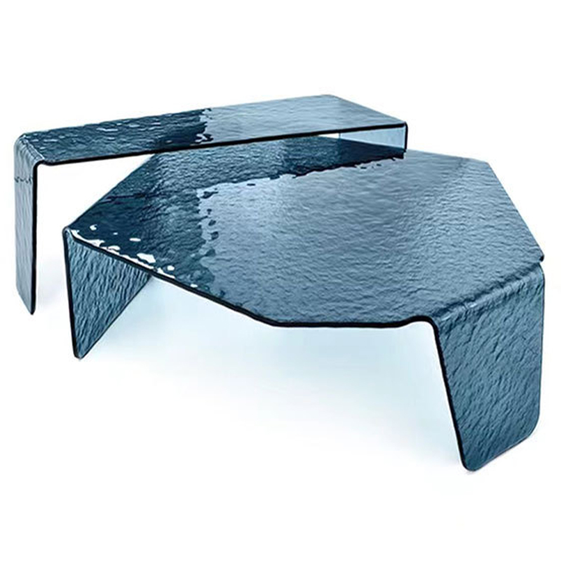 Комплект кофейных столиков Water Surface Glass Coffee Tables Синий в Самаре | Loft Concept 