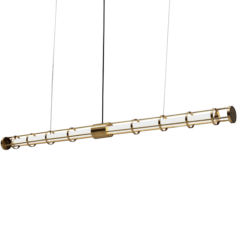 Линейный подвесной светильник Awais Rigs Linear Hanging Lamp Золотой Белый в Самаре | Loft Concept 