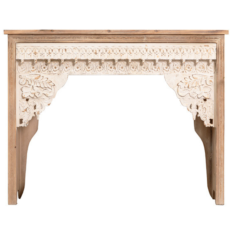 Консоль Indian Antique White Furniture Adnan Console Древесина Бежевый в Самаре | Loft Concept 